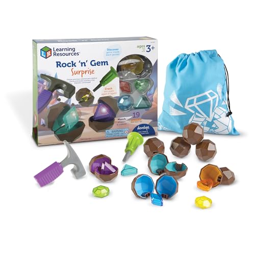 Learning Resources Rock 'n Gem Surprise, Sorting, Matching & Counting Skills Activity Set, Early STEM, 19 Pieces, Ages 3+