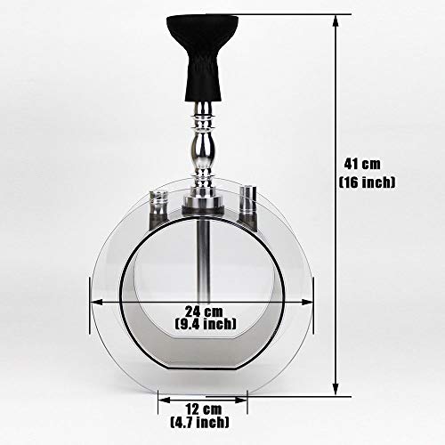 WJMT 16"Schlauchhaare Shisha Complete Set Metallic Modernem Acryl Oval Haken mit Silikon Hukahn Schüssel Hukahn Schlauchzangen Magische LED (Color : Black) – Bild 7