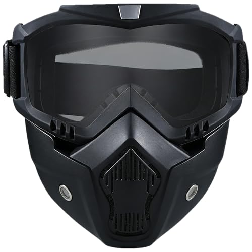 Motorcycle Helmet Riding Goggles Glasses with Removable Face Mask,Vintage Bullet