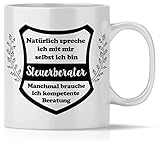 mindmonkeys® Tasse mit Spruch Kompetente Beratung Steuerberater Steuerberater als Dankeschön Geschenk Geschnekidee zum Geburtstag Keramik 300 ml