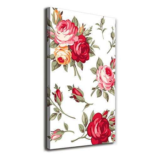 Tableaux pour la Mur Vintage Rouge - Toile Rose Sauvage pour Salon et Chambre