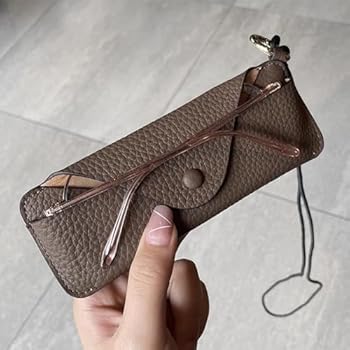 ONEBO 1 Stuks Brillenkoker, Draagbare Brillenkoker, met Een Lussluiting van Touw om Te Hangen en Gemakkelijk te Dragen, voor Opvouwbare Brillen, Kleine Zonnebrillen (Kaki