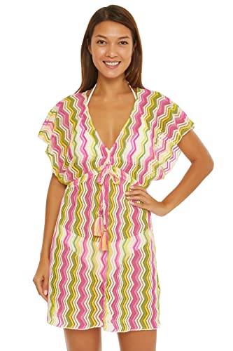 BECCA by Rebecca Virtue Celeste Crochet Tunic Cover-Up Multi MD/LG