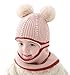 FEOYA - Bébés Bonnet Cagoule Écharpe Tricot Hiver Bonnet Cache-Cou Masque Coupe-Vent Garçon Fille Enfants Chapeau à Oreilles Chaude Earflap pour Ski Plein Air - Beige