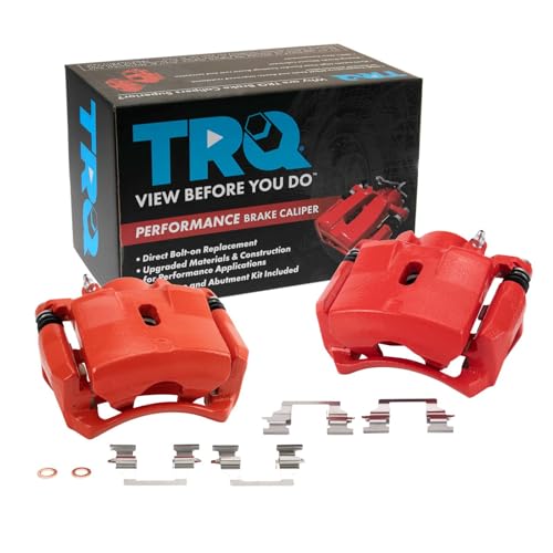 Image of TRQ Performance Front Driver and Passenger Side Brake Caliper Set Compatible with 08-10 Chevrolet HHR with Rear Drum Brakes 06 Chevrolet HHR 07 Chevrolet HHR LS 07 Chevrolet HHR LT 11 Chevrolet HHR
