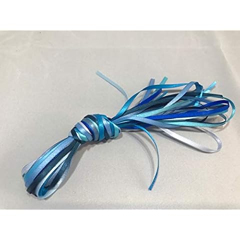 BLUES ONLY 10 x 1m x 3mm Satin Ribbon Assorted bundle blue double Sided 10 metres Decorative Cards Easter Christmas thin 3 mm Cover