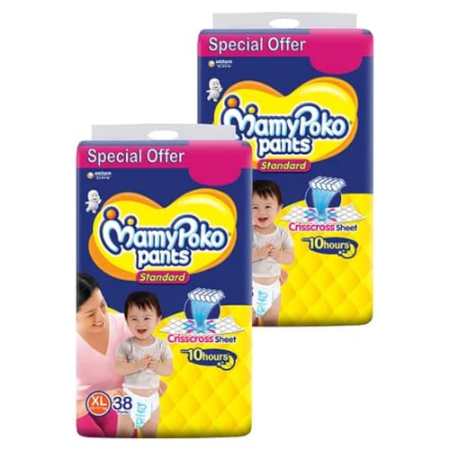 Image of Mamypoko pants All Night Absorb| Pant Style Baby Diapers X- Large Size(XL), 72 Count, Ideal for 12-17Kgs|+50% wider and repeated absorption for all night 12hr protection from leakage, prevents heaviness.