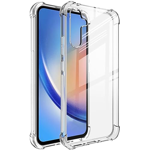 Hually Clear Case for Samsung Galaxy A34 5G, Shockproof Silicone Protective Galaxy A34 5G Cellphone Case, Soft TPU Anti-Scratch Phone Bumper Cover for Samsung Galaxy A34 5G (6.6 inch)