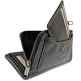 ✅ BEAUCOUP COMPARTIMENT INTERIEUR | Ce porte-monnaie vous offre 11 compartiments pour cartes chacun cousu individuellement et 1 x photo fenetre, 3 grande extra compartiment, 1 compartiment monnaie grande avec fermeture éclair YKK et 1 grande compartiment à billets.