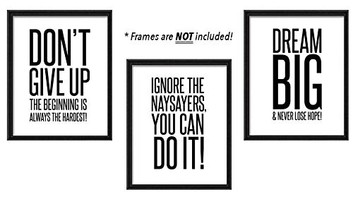 Famous Quotes Poster Print Sign Sayings Artwork Art Pictures Photos Housewarming Set Teen Boy Girl Sports UNFRAMED Wall Art Decorative Accessories Inspiring Playroom Children Workout Fitness Nursery Room Bedroom Living Home