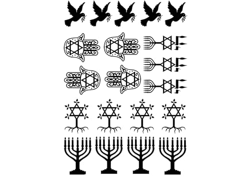 Jewish Symbols 20 pcs 0.75 to 1.25 Inch Black Fused Glass Decals