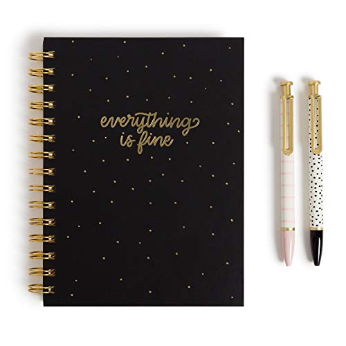 U Brands Everything is Fine Classic Spiral Journal with 2 Ballpoint Pens