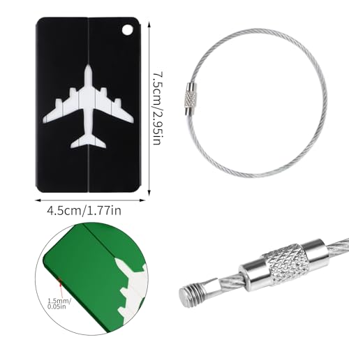 4 Stück Kofferanhänger mit Adressschild, Aluminium Gepäckanhänger 75 * 45mm Wasserdichte Koffer Beschriftung Namensschild mit Edelstahldrahtschlaufe Koffer Anhänger für Zuhause Büro Schule (4 Farben)