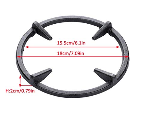 Cast Iron Wok Ring, Wok Support Ring, Slanted Anchors - Pot Support Ring, Pan Holder Stand, Milk Pot Holder, Gas Stove Accessories with 4 Prongs and Notches, Grooves on the Bottom