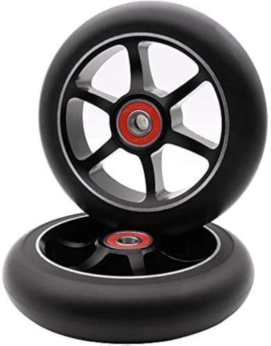 Z-FIRST 2Pcs 120mm Pro Scooter Wheels with ABEC 9 Bearings for MGP/Razor/Lucky Pro Scooters (6 Spoke) (Black)