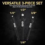 LEXIVON Impact Grade Socket Adapter Set, 3" Extension Bit with Holder | 3-Piece 1/4", 3/8", and 1/2" Drive, Adapt Your Power Drill to High Torque Impact Wrench (LX-101)