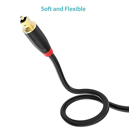 Syncwire Digital Optical Audio Cable (10 Feet) - [24K Gold-Plated, Ultra-Durable] Fiber Optic Toslink Male To Male Cord Optical Cables For Home Theater, Sound Bar, Tv, Ps4, Xbox, Playstation & More #TOP3