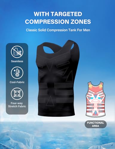 Arjen Kroos Men's Compression Tank Top 2 Pack Seamless Silky Body Shaper Slimming Undershirt2