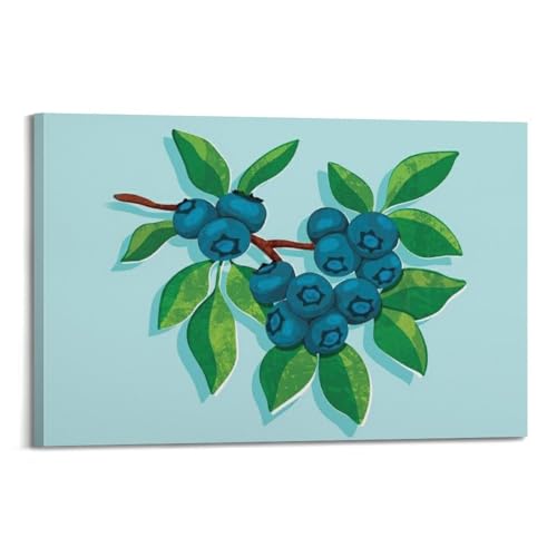 Poster de style branche de myrtille moderne décoration murale esthétique toile 20x30