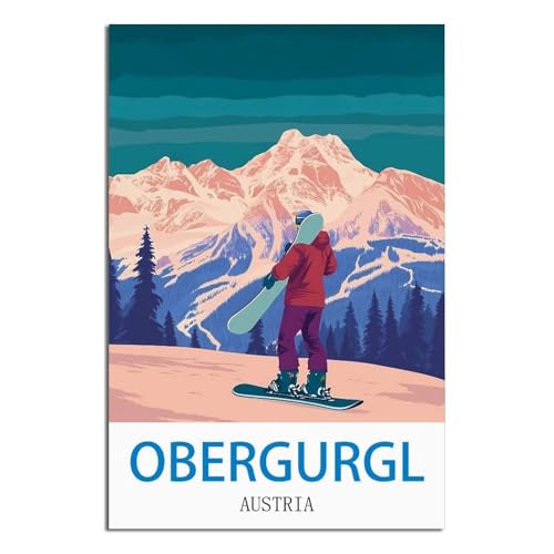 Affiche vintage Obergurgl Autriche poster de voyage LNBIAND pour sublimer un mur vide 50x75