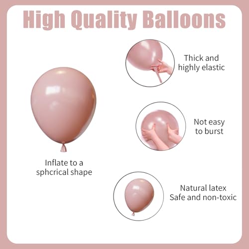 Image of Dusty Pink Balloons Arch Kit,130pcs Blush Pink Balloon Garland,Different Sizes Pink Latex Balloons for Wedding,Birthday Party,Baby Shower,Gender Reveal,Anniversary Decorations