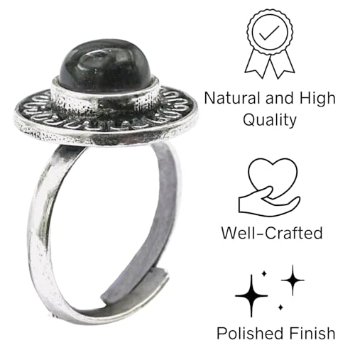 Image of Amethyst Ring for Women and Men - Original Certified Crystals, Stylish Brass Copper Rings for Girls and Boys - Natural Healing Crystal Rings for Positive Energy, Money Wealth Success (Silver)