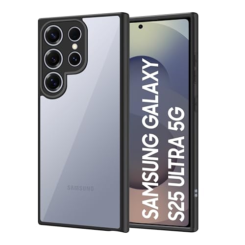 Image of CEDO Backcover for Samsung Galaxy S25 Ultra | Camera Protection Bump Shockproof Edge | Ultra Hybrid Transparent Acrylic Clear TPU+PC Hard Backcase Cover (Black)