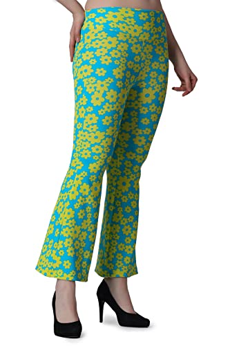Image of POPWINGS Casual Marble Print Bell Bottom Trousers for Women || Flare Fit Women Trousers for Summer || Stylish Western Regular Fit Casual Bell Bottom Trousers for Women