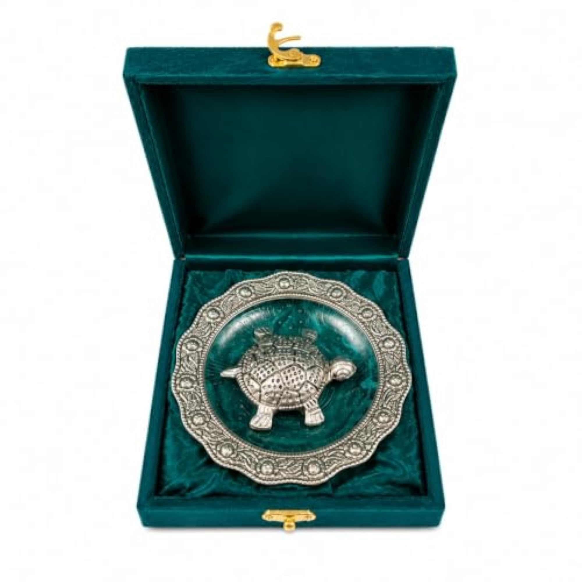 Silver-Plated Vastu Turtle Decorative Plate