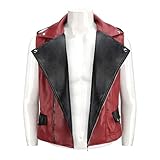 MORROWIND Men Cosplay Red Punk Jacket Vest Pants Belt Set Costume Adult Outfit Suit Pu Leather for Halloween Party Role play(Large, red only)