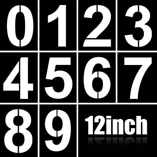 12-Inch Large Number Stencils Kit - Reusable Plastic Address Number Painting Templates for Mailbox Signs, Road, Parking Lot, Door, Trucks