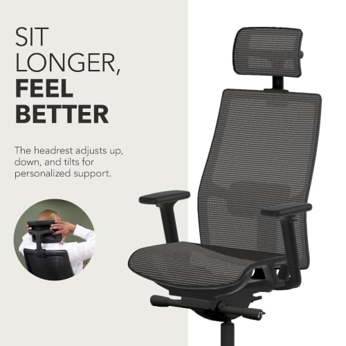 Image of HON Ignition 2.0 Ergonomic Office Chair, Headrest, Office Desk, Black