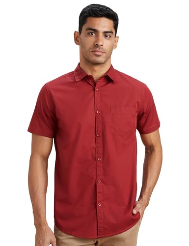 Image of Amazon Brand - Symbol Men's Cotton Shirt | Casual | Plain | Half Sleeve | Summer - Regular Fit (Available in Plus Sizes)