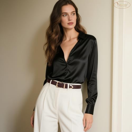 JASGOOD Women Leather Belt with Gold Buckle Ladies Fashion Faux Leather Waist Belt for Jeans Pants3