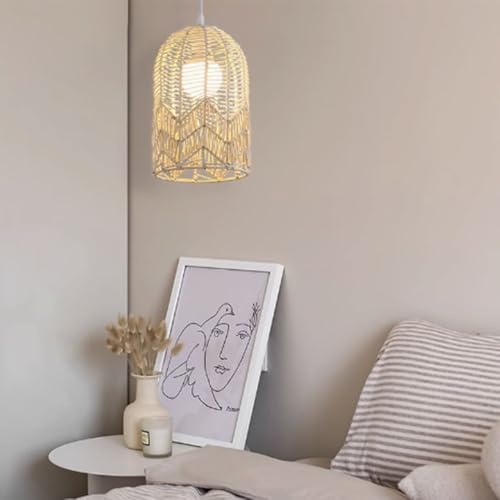 Luminaire suspendu en rotin tissé main pour éclairage de table à manger chic - 3