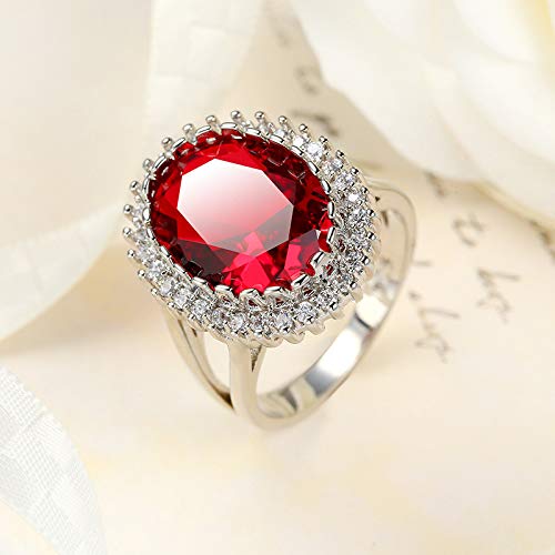 Luxury Platinum-Plated 925 Sterling Silver Ruby Engagement Ring Shiny Rectangle Red Gem Princess Ring Solitaire CZ Diamond Ring Eternity Engagement Wedding Band Ring2