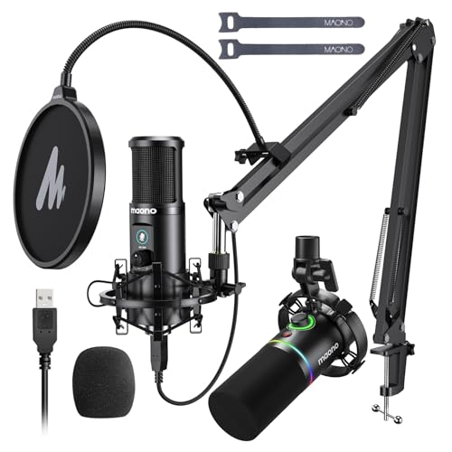 Image of MAONO USB Professional Condenser Microphone PM421 with One-Touch Mute, Gain Control, with XLR /USB Dynamic Podcast Microphone PD200X for Podcast, Recording, Gaming, Streaming, Zoom Meeting, Instrument