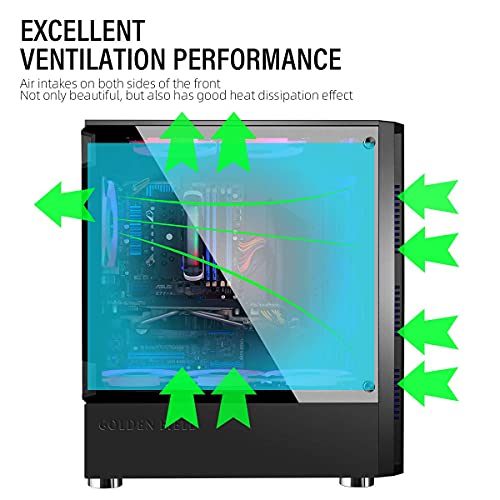 GOLDEN FIELD Z20 Computer Case with 3 RGB Fans Mid Tower Gaming PC