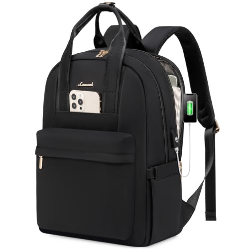 LOVEVOOK Laptop Backpack Purse for Women, 15.6 Inch Travel Laptop Bag with USB Port, Waterproof Work Teacher Nurse Computer Backpack, Durable Casual Daypack