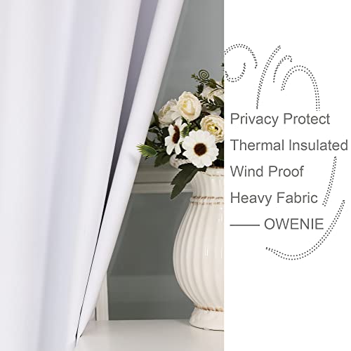 Owenie Maya 100% Blackout Curtains Set Of 2, Thermal Insulated Warm Small Window Decor, Noise Reducing Energy Efficiency With Back Tab For Kitchen Bedroom Bathroom, 36W X 45 Inches L, White, 1 Pair #TOP5