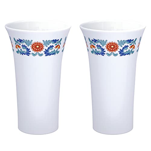 仏壇屋 滝田商店 仏壇用花瓶・お盆用花瓶 有田焼 色絵地紋 6号 香蘭社謹製(一対) 高さ18cm×口径11cm お盆用品 仏間用花瓶 初盆 新盆 お供え 証明書付