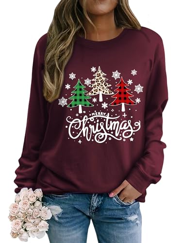 Yihelian Weihnachts Sweatshirt Damen Weihnachtspullover Merry...