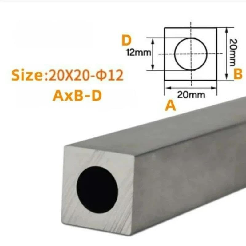 1 tubo cuadrado de aluminio 6061 de 10 a 35 mm, 300 a 500 mm.(14x14mm D7mm-1pcs)