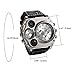 Avaner Mens Big Face Watch, Dual Time Zone Leather Strap Sport Watch, Analog Quartz Wrist Watch with Decorative Compass Thermometer Dial