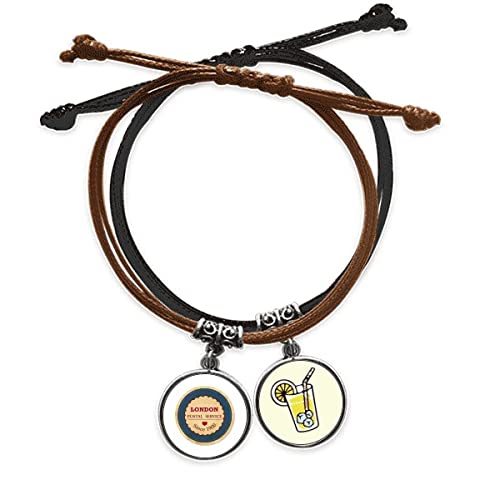Bracelet Grande-Bretagne en cuir tressé et maillons robustes