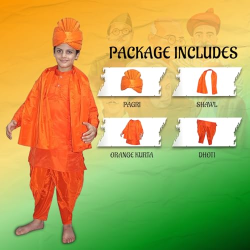 Image of Kaku Fancy Dresses National Heros Freedom Fighters Costumes for Boys & Girls | Independence Day Republic Day Fancy Dress for Schools Plays & Competition | Role Play Politician Costume For Kids