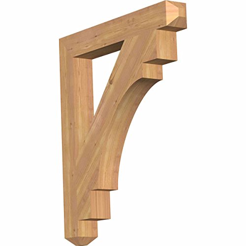 Ekena Millwork BKT04X28X32MRC04SWR Merced Craftsman Smooth Bracket, 3.5" Width x 28" Depth x 32" Height, Western Red Cedar