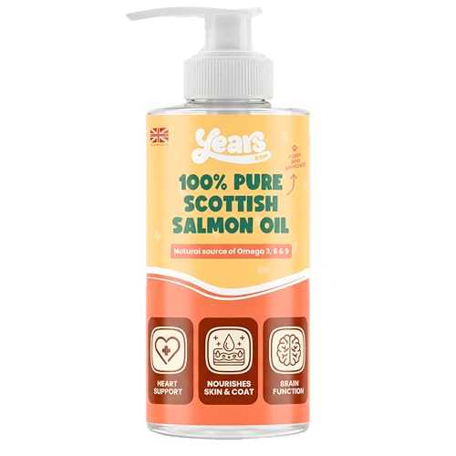 YEARS Salmon Oil for Dogs | Soothes Itchy Skin Supports Stiff Joints & Promotes a Glossy Coat | Pure Scottish Fish Oil | Omega 3 6 9 | Natural Dog Supplement UK | 250ml