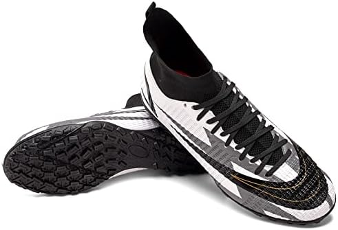 Zquaus Men's Soccer Boots Turf Hightop Outdoor Indoor Football Shoes Sneaker TF Cleat Training Athletic for Youth GSD2177-M2-43