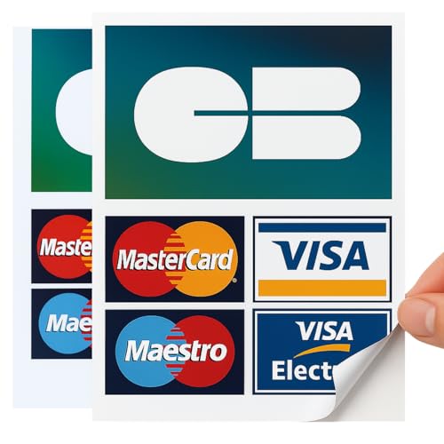 Autocollant CB Visa Mastercard Maestro, 14x20 cm, Sticker Vinyle pour Commerce, Format Professionnel - Fabriqué en France